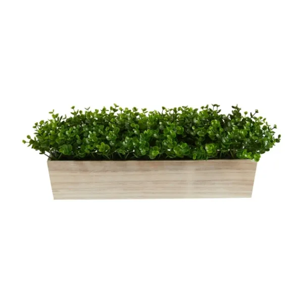 Arrangements & Greenery-Kirkland's Home Eucalyptus Arrangement In Wide Wooden Planter Green/Tan