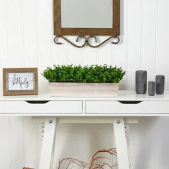 Arrangements & Greenery-Kirkland's Home Eucalyptus Arrangement In Wide Wooden Planter Green/Tan