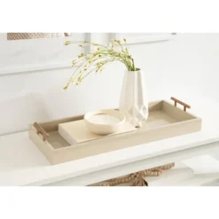 Decorative Trays-Kirkland's Home Evelyn Cream Narrow Decorative Tray Ivory