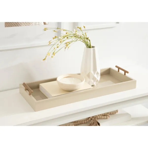 Decorative Trays-Kirkland's Home Evelyn Cream Narrow Decorative Tray Ivory