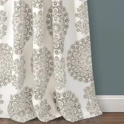 Curtains & Drapes-Kirkland's Home Evie Medallion Curtain Panel Set, 95 In. Tan
