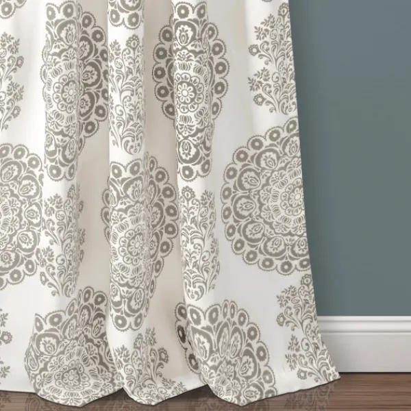 Curtains & Drapes-Kirkland's Home Evie Medallion Curtain Panel Set, 95 In. Tan