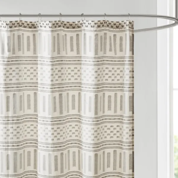 Shower Curtains-Kirkland's Home Eyelash Fringe Shower Curtain Ivory