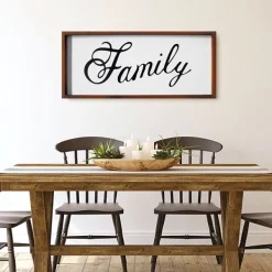 Wall Quotes & Signs-Kirkland's Home Family Curling Script Framed Wall Art Black/White