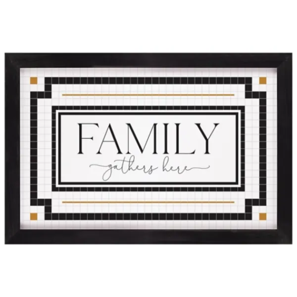 Wall Quotes & Signs-Kirkland's Home Family Gathers Here Framed Wall Plaque White/Black