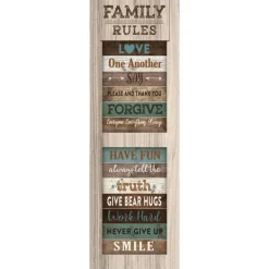 Wall Quotes & Signs-Kirkland's Home Family Rules Shutter Canvas Art Print Blue/White/Brown