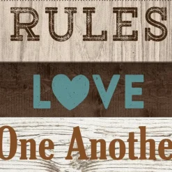 Wall Quotes & Signs-Kirkland's Home Family Rules Shutter Canvas Art Print Blue/White/Brown