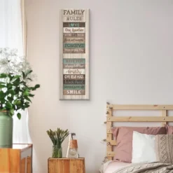 Wall Quotes & Signs-Kirkland's Home Family Rules Shutter Canvas Art Print Blue/White/Brown