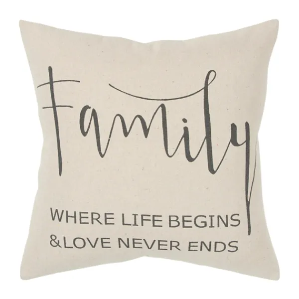 Pillows-Kirkland's Home Family Where Love Never Ends Pillow Tan/Black
