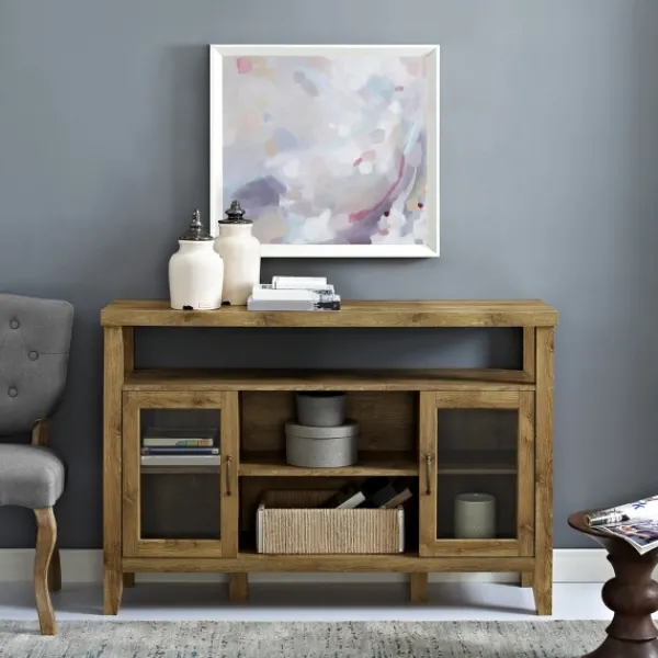Tv Stands & Media Consoles-Kirkland's Home Farmhouse Highboy Natural Tv Stand Brown