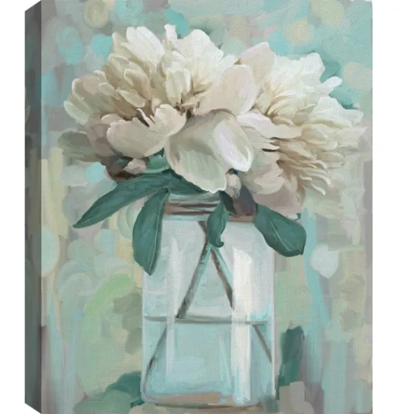 Canvas Art-Kirkland's Home Farmhouse Peonies Canvas Art Prints, Set Of 2 White/Blue/Green/Gray