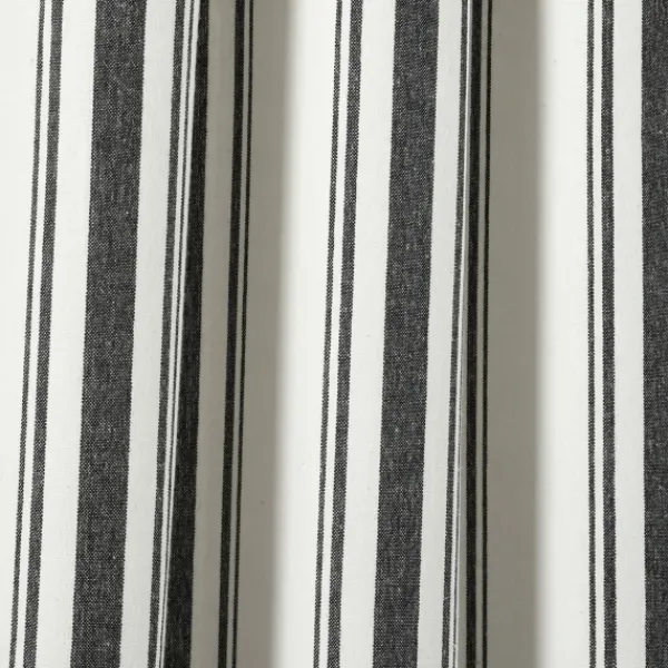 Curtains & Drapes-Kirkland's Home Farmhouse Stripe Curtain Panel Set, 84 In. Black