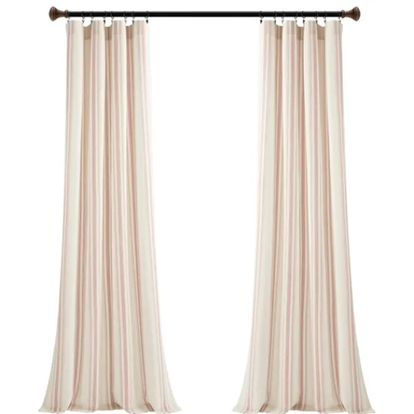 Curtains & Drapes-Kirkland's Home Farmhouse Stripe Curtain Panel Set, 84 In. Pink