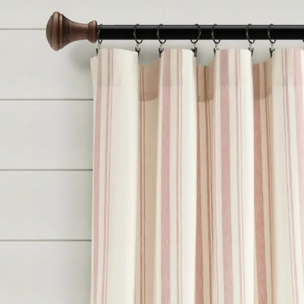 Curtains & Drapes-Kirkland's Home Farmhouse Stripe Curtain Panel Set, 84 In. Pink