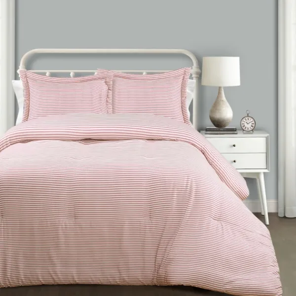 Comforters-Kirkland's Home Farmhouse Stripe 3-Pc. Full/Queen Comforter Set Red/Ivory