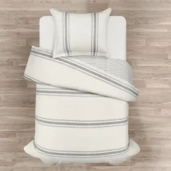 Duvets-Kirkland's Home Farmhouse Stripe 2-Pc. Twin Xl Duvet Set Gray