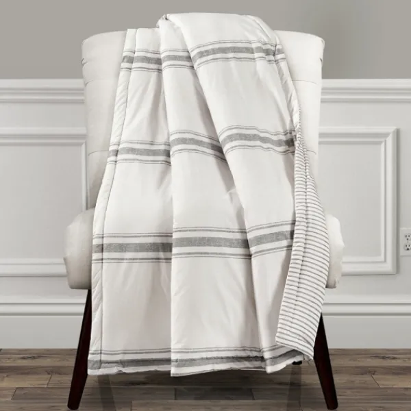 Blankets & Throws-Kirkland's Home Farmhouse Stripe Throw Gray