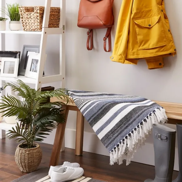 Blankets & Throws-Kirkland's Home Farmhouse Stripe Throw Blue