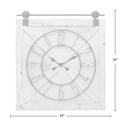 Clocks-Kirkland's Home Farmstead Wooden Barn Door Clock White
