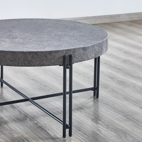 Coffee Tables-Kirkland's Home Faux Concrete And Metal Base Coffee Table Gray