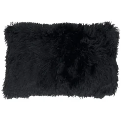 Pillows-Kirkland's Home Faux Fur Lumbar Pillow Black