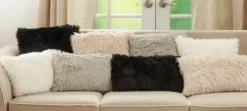 Pillows-Kirkland's Home Faux Fur Lumbar Pillow Black