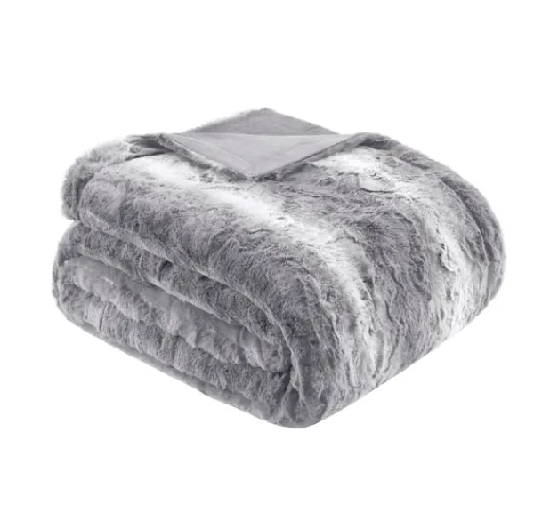 Blankets & Throws-Kirkland's Home Faux Fur Oversized Throw Blanket Gray