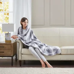 Blankets & Throws-Kirkland's Home Faux Fur Oversized Throw Blanket Gray