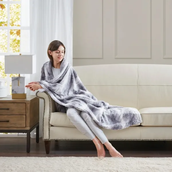 Blankets & Throws-Kirkland's Home Faux Fur Oversized Throw Blanket Gray