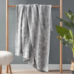 Blankets & Throws-Kirkland's Home Faux Fur Oversized Throw Blanket Gray