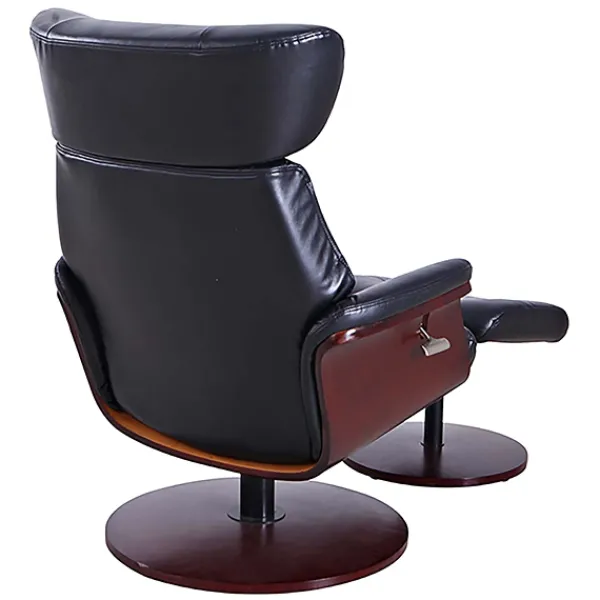 Accent Chairs-Kirkland's Home Faux Leather Accent Chair With Ottoman Black