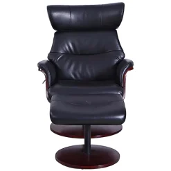 Accent Chairs-Kirkland's Home Faux Leather Accent Chair With Ottoman Black