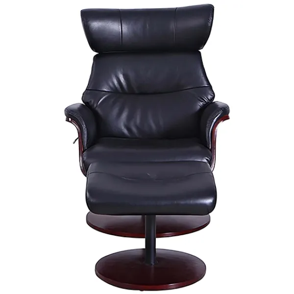 Accent Chairs-Kirkland's Home Faux Leather Accent Chair With Ottoman Black