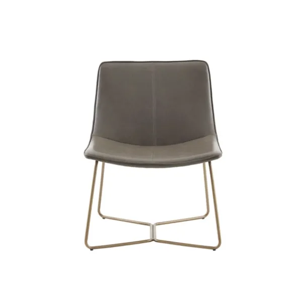 Accent Chairs-Kirkland's Home Faux Leather Accent Chair With Gold Base Gray