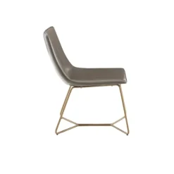 Accent Chairs-Kirkland's Home Faux Leather Accent Chair With Gold Base Gray