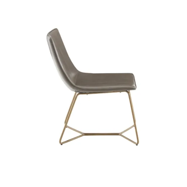 Accent Chairs-Kirkland's Home Faux Leather Accent Chair With Gold Base Gray
