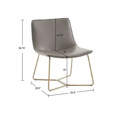 Accent Chairs-Kirkland's Home Faux Leather Accent Chair With Gold Base Gray