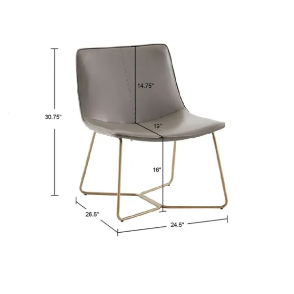 Accent Chairs-Kirkland's Home Faux Leather Accent Chair With Gold Base Gray