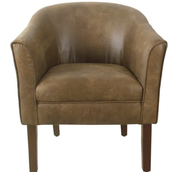 Accent Chairs-Kirkland's Home Faux Leather Accent Chair Brown