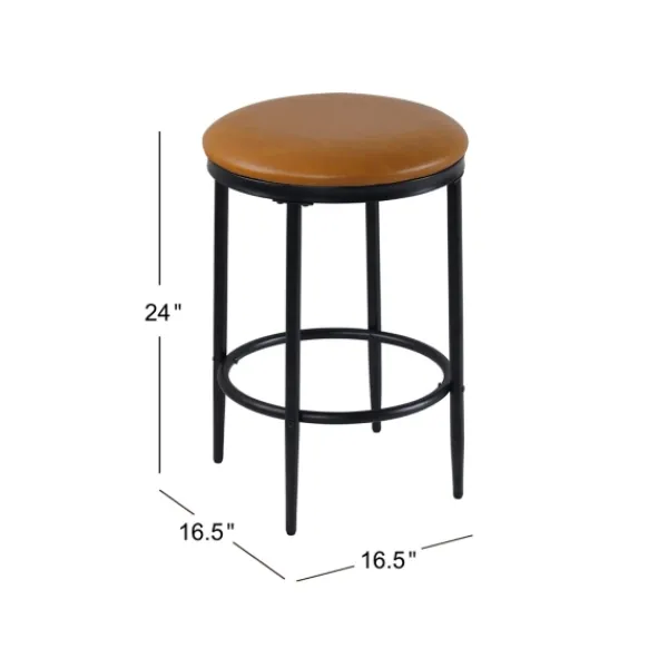Bar Stools & Counter Height Stools-Kirkland's Home Faux Leather And Metal Counter Stool Brown