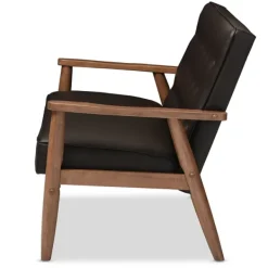 Sofas & Loveseats-Kirkland's Home Faux Leather And Rubberwood Loveseat, 49 In. Brown