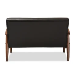 Sofas & Loveseats-Kirkland's Home Faux Leather And Rubberwood Loveseat, 49 In. Brown