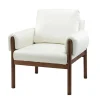 Accent Chairs-Kirkland's Home Faux Leather And Wood Accent Chair White