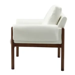 Accent Chairs-Kirkland's Home Faux Leather And Wood Accent Chair White