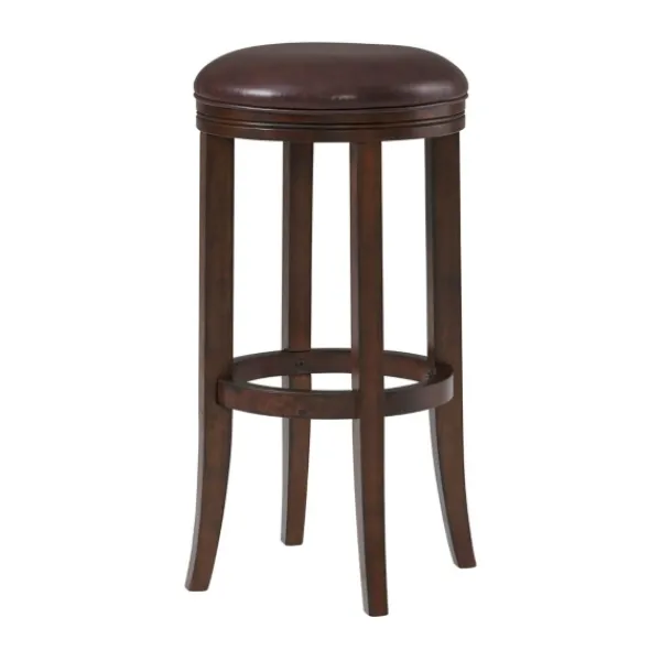 Bar Stools & Counter Height Stools-Kirkland's Home Faux Leather And Wood Bar Stool Brown