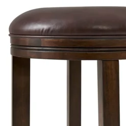 Bar Stools & Counter Height Stools-Kirkland's Home Faux Leather And Wood Bar Stool Brown