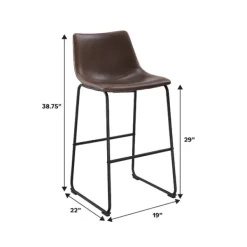 Bar Stools & Counter Height Stools-Kirkland's Home Faux Leather Bar Stools, Set Of 2 Brown