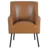 Accent Chairs-Kirkland's Home Faux Leather Black Legs Accent Chair Brown