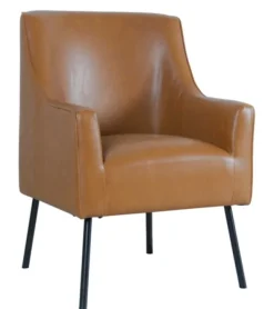 Accent Chairs-Kirkland's Home Faux Leather Black Legs Accent Chair Brown