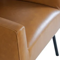 Accent Chairs-Kirkland's Home Faux Leather Black Legs Accent Chair Brown
